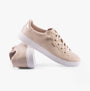 Skechers 114456/NAT BOBS D'VINE - INSTANT DELIGHT Womens Trainers Natural side view, casual faux leather design.