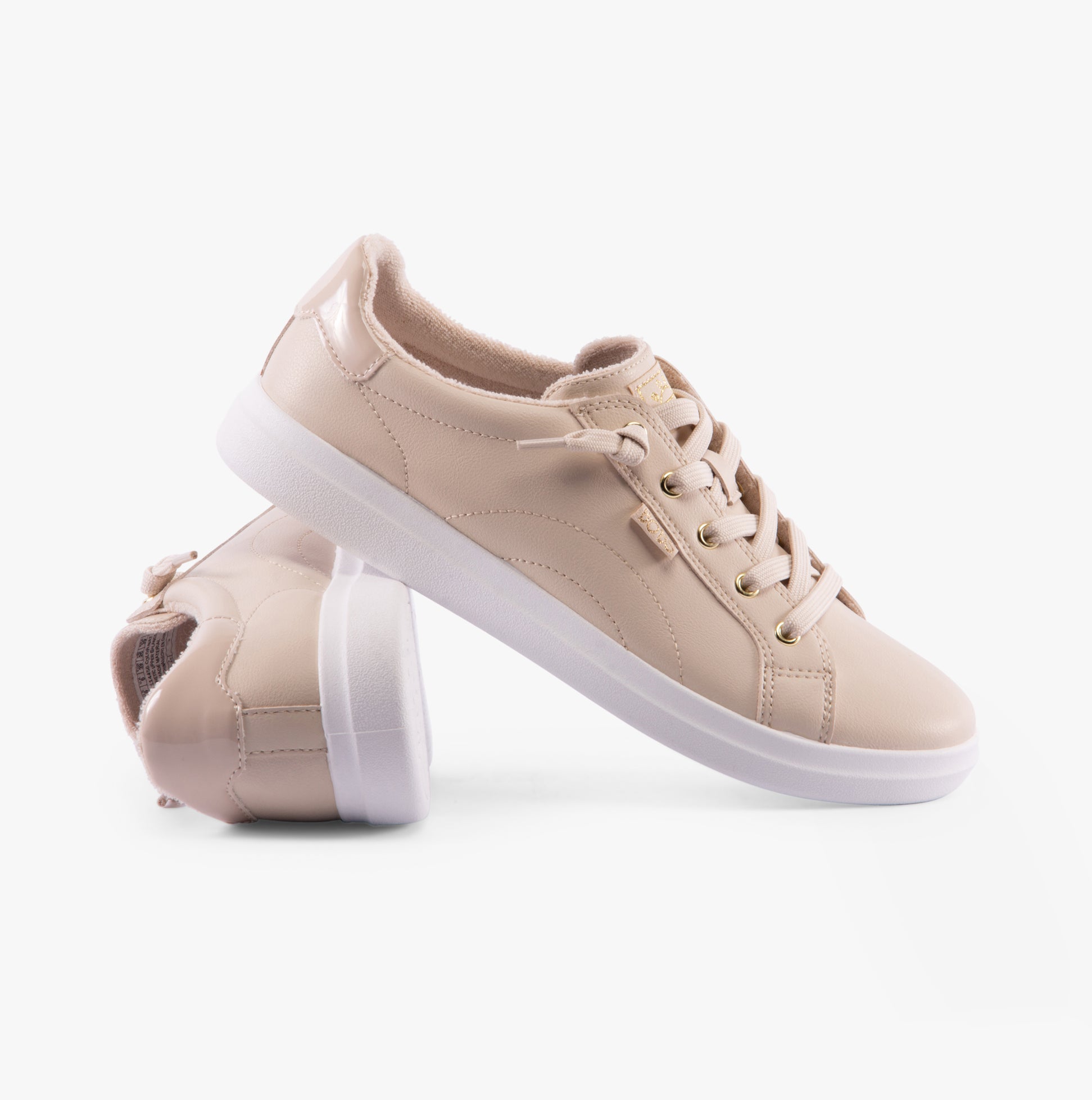 Skechers 114456/NAT BOBS D'VINE - INSTANT DELIGHT Womens Trainers Natural side view, casual faux leather design.