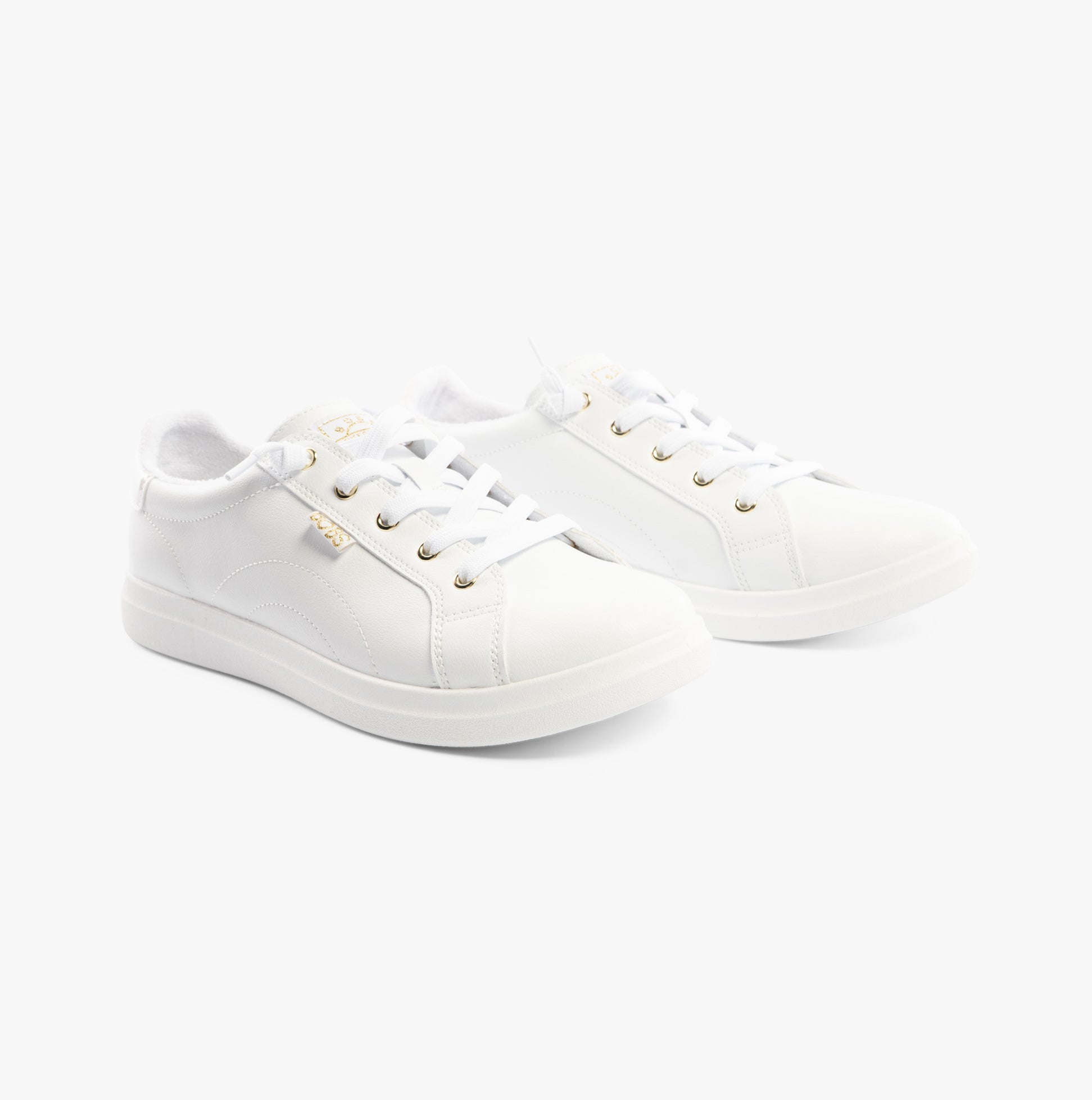 Skechers 114456/WHT BOBS D'VINE - INSTANT DELIGHT Womens Trainers White side view, showcasing faux leather upper and lace-up design.