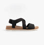 Skechers 114705/BLK BOBS DESERT KISS LOW Womens Sandals Black side view of comfortable slip-on sandals.