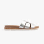 Skechers 114707/SIL BOBS DESERT KISS LOW - PEAK LOOK Womens Sandals Silver side view showing synthetic leather upper and flat sole.