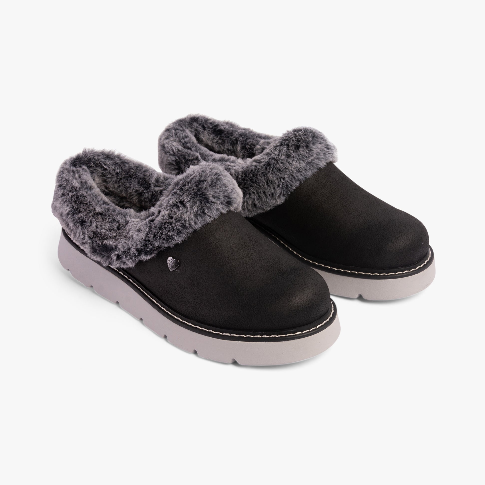 Skechers 114762/BLK KEEPSAKES LITE - COZY BLEND Womens Slippers Black, side view showcasing cozy faux fur lining.