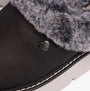 Skechers 114762/BLK KEEPSAKES LITE - COZY BLEND Womens Slippers Black detail view showcasing the soft fur lining and heart logo.