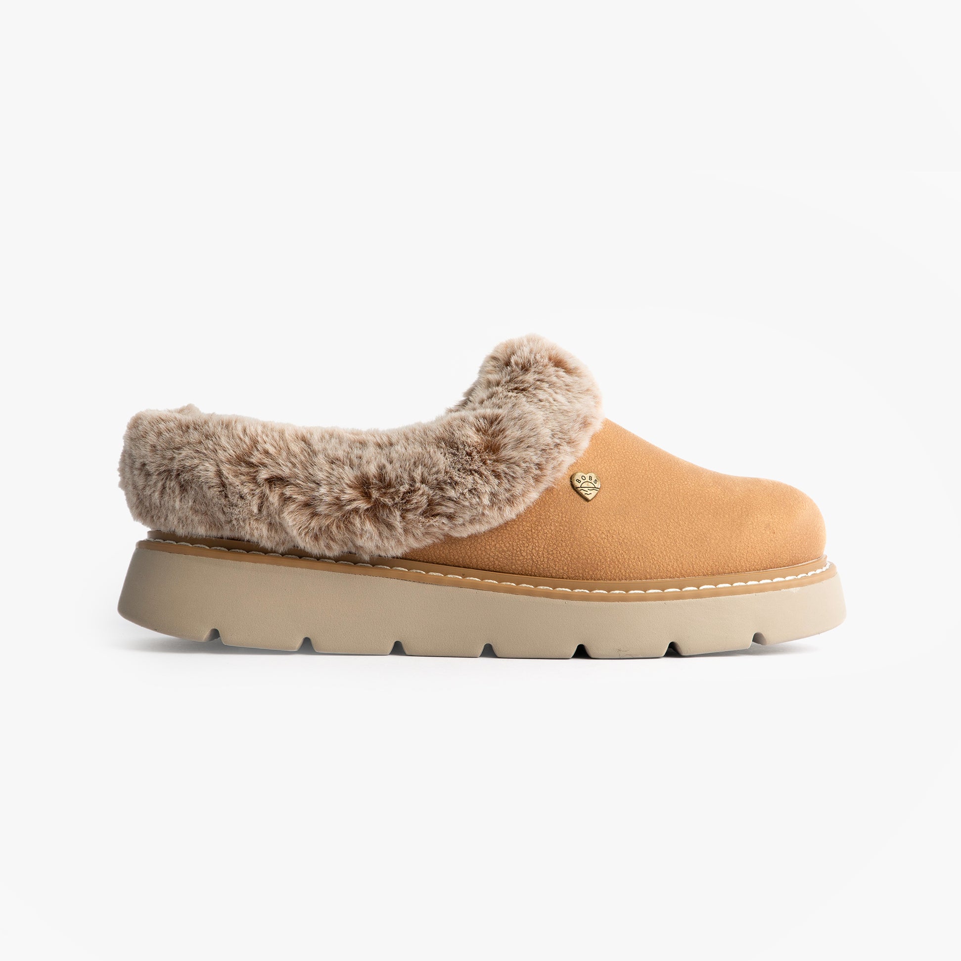 Skechers 114762/CSNT KEEPSAKES LITE - COZY BLEND Womens Slippers Chestnut, side view, featuring cozy fur lining and flexible outsole.