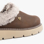 Skechers 114762/CHOC KEEPSAKES LITE - COZY BLEND Womens Slippers Chocolate side view featuring soft fur collar and sturdy sole.