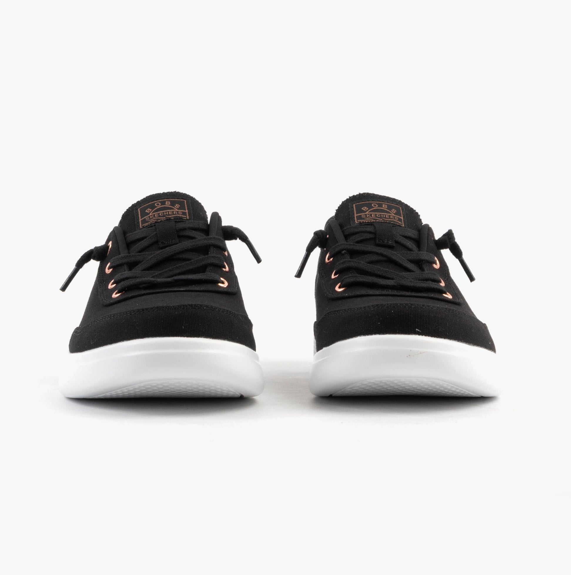 Skechers 114815/BLK SKIP CUTE - B CUTE SWEET Womens Trainers Black front view showcasing lace-up design and relaxed fit.