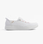 Skechers 114815/WHT SKIP CUTE - B CUTE SWEET Womens Trainers White side view showcasing canvas upper and lace-up design.