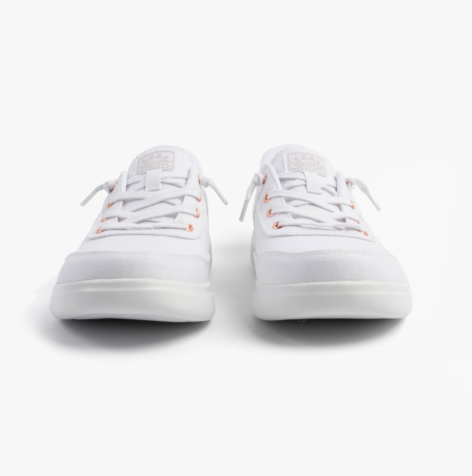 Skechers 114815/WHT SKIP CUTE - B CUTE SWEET Womens Trainers White front view showing lace-up closure and round toe.