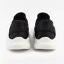 Skechers 117497/BLK BOBS SPORT SQUAD Womens Trainers Black rear view, black textile upper with white sole.