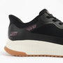 Skechers 117624/BLK BOBS SQUAD 4 - STAPLE LOOK Womens Trainers Black side view showcasing the synthetic upper and comfortable sole.