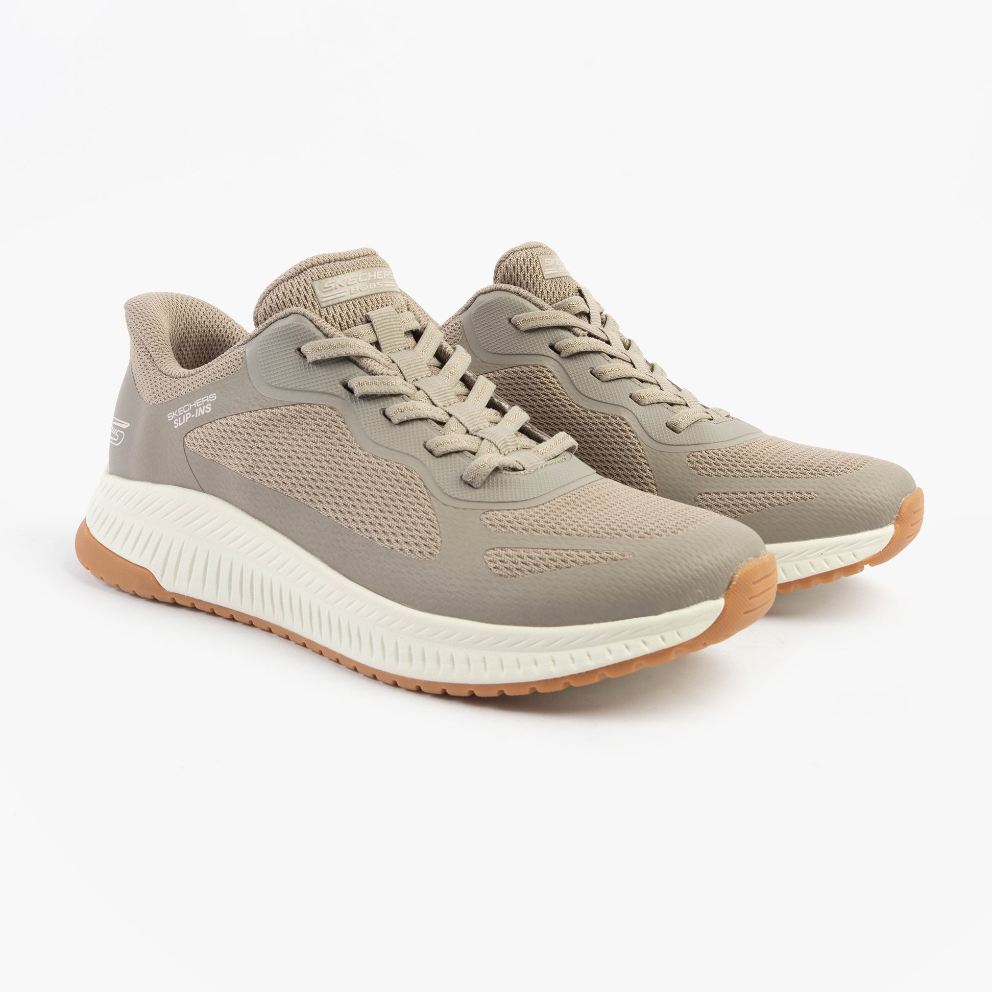 Skechers 117624/TPE BOBS SQUAD 4 - STAPLE LOOK Womens Trainers Taupe side view.