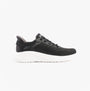 Skechers 118312/BLK BOB SQUAD CHAOS - SOLID STEP Mens Trainers Black side view with textured upper and white sole.