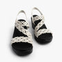 Skechers 119617/WHT RUMBLE ON - SASSIER DAYZ Womens Sandals White front view showing braided straps.