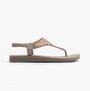 Skechers 119774/TPE MEDITATION - GLAMOROUS MUSE Womens Sandals Taupe side view showing synthetic upper and comfortable sole.