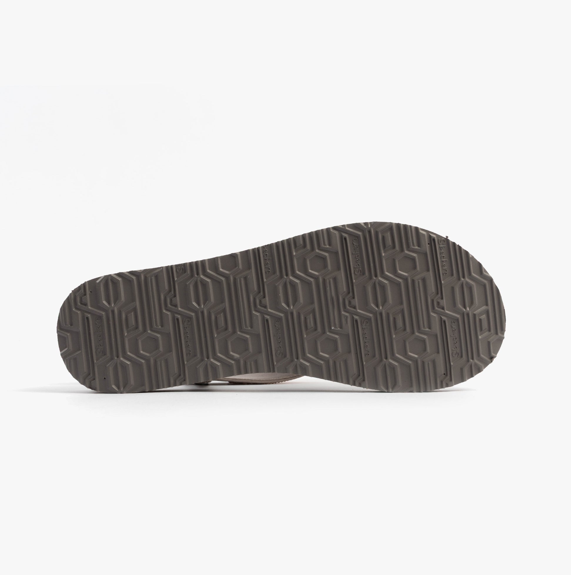 Skechers 119774/TPE MEDITATION - GLAMOROUS MUSE Womens Sandals Taupe bottom view showing rubber sole design.