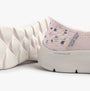 Skechers 124822/LTPK GO WALK FLEX - SUNSET ROSE Womens Trainers Light Pink side view showing floral pattern and sole.