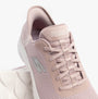 Skechers 124836/MVE GO WALK FLEX - GRAND ENTRY Womens Trainers Mauve/Pink top view with laces and synthetic mesh details.