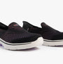 Skechers 125211/BKMT GO WALK 7 - KATNISS Womens Trainers Black/Multi front view with slip-on design and colorful accents.