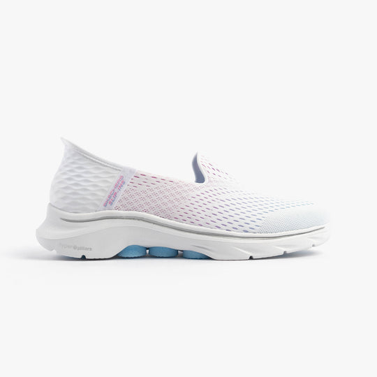 Skechers 125211/WMLT GO WALK 7 - KATNISS Womens Trainers Multi side view showing slip-on design and lightweight sole.
