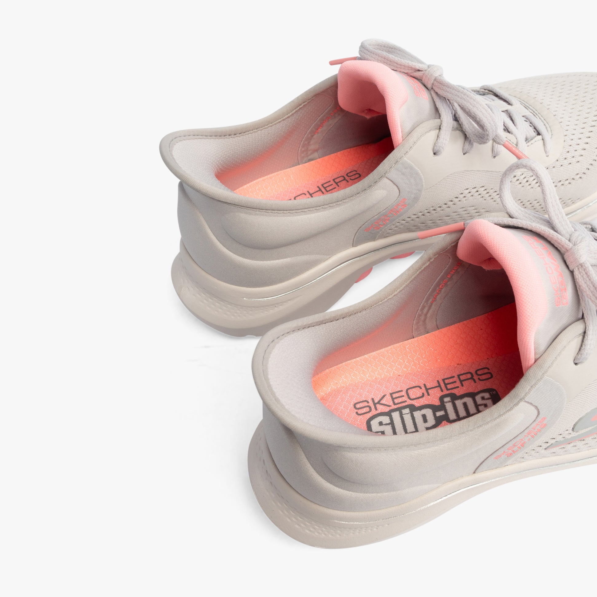 Skechers 125233/GYPK GO WALK 7 - VALIN Womens Trainers Gray/Pink detail view showcasing upper and lining material.