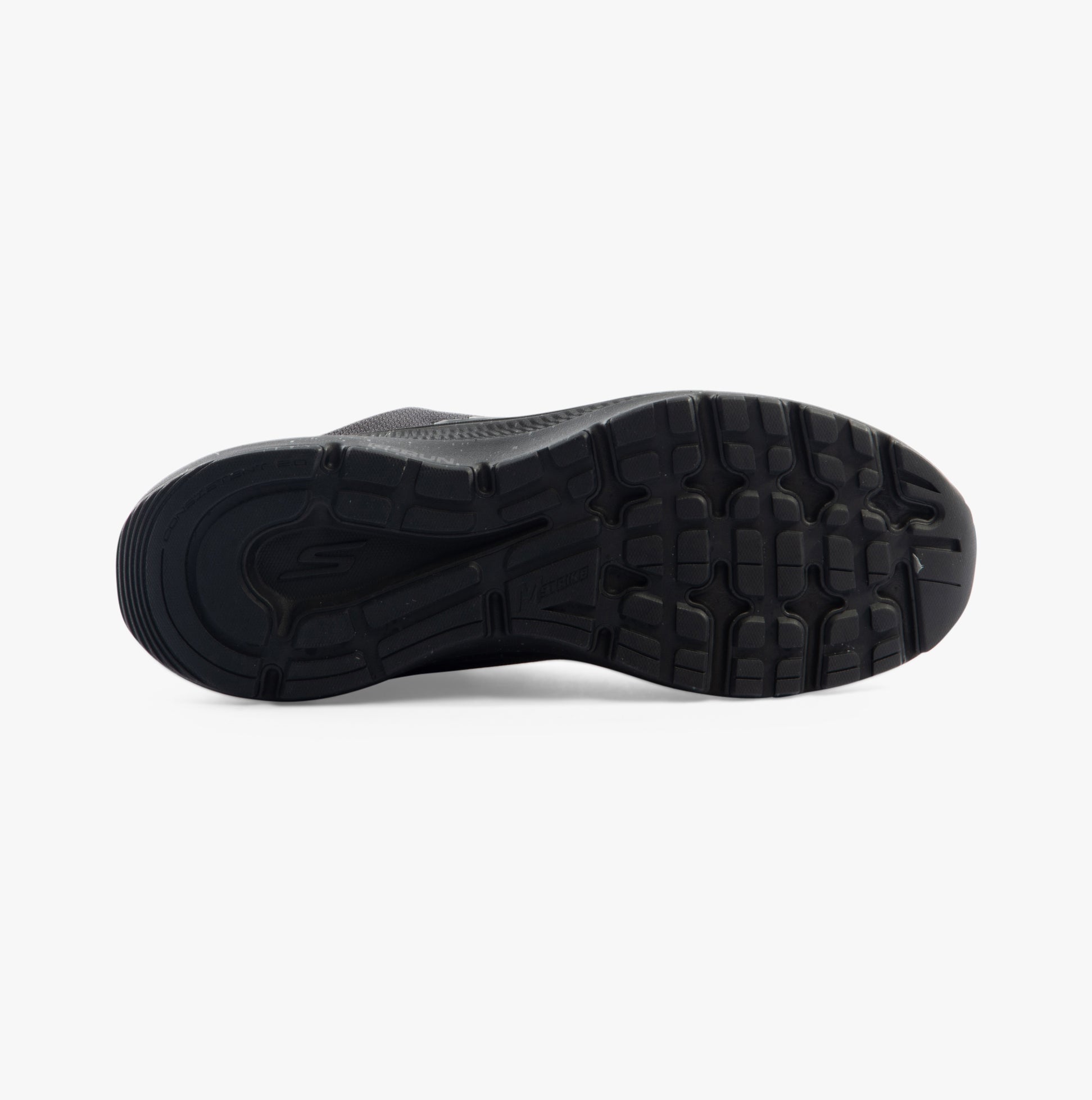 Skechers 128625/BBK GO RUN CONSISTENT 2.0 - PIEDMONT Womens Trainers Black bottom view showing rubber sole design.