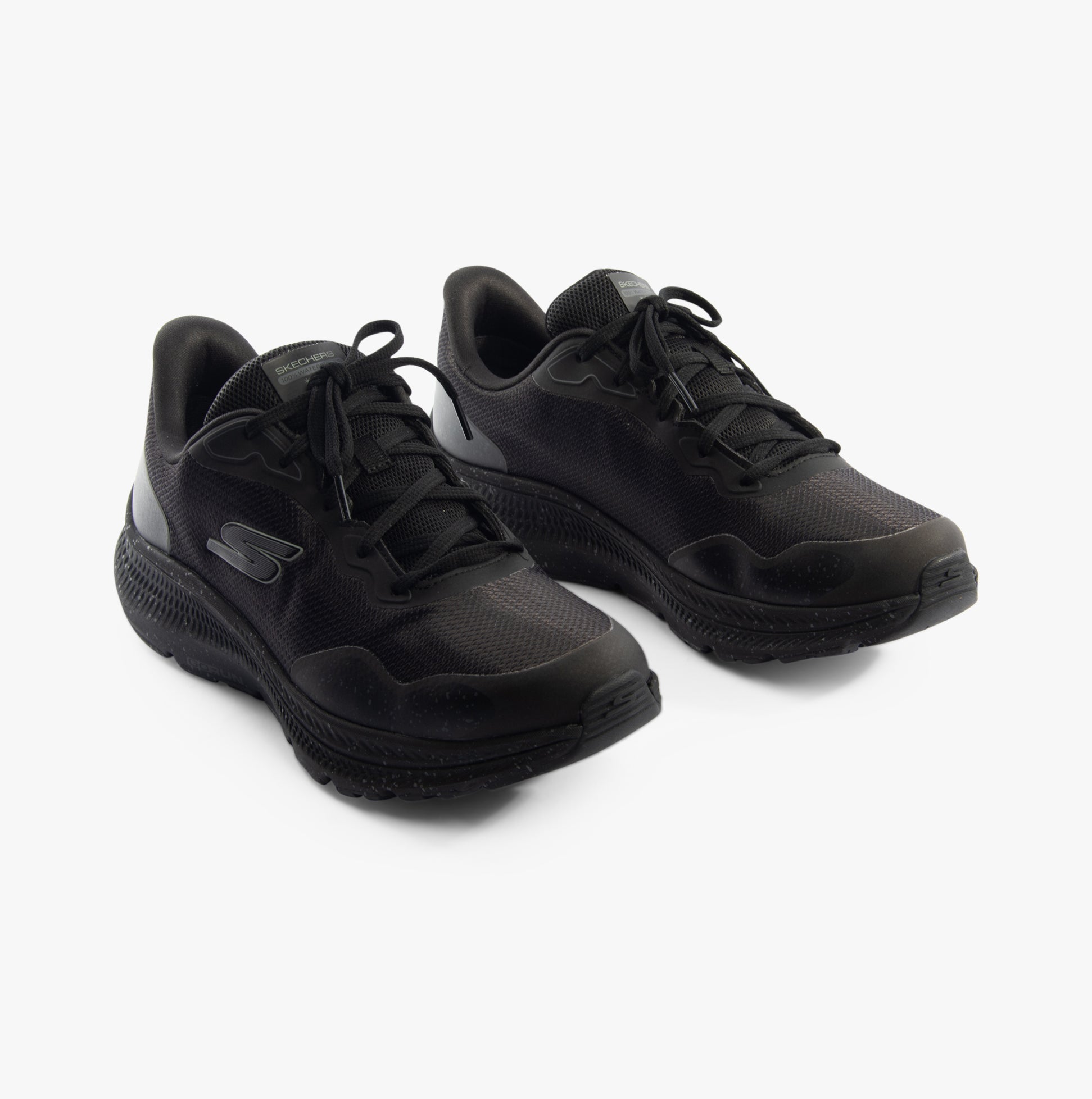 Skechers 128625/BBK GO RUN CONSISTENT 2.0 - PIEDMONT Womens Trainers Black, side view, black synthetic mesh upper, lace-up closure.