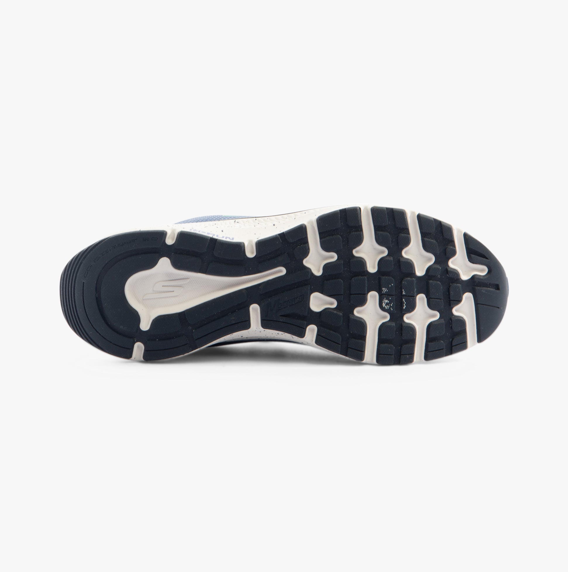 Skechers 128625/BLNV GO RUN CONSISTENT 2.0 - PIEDMONT Womens Trainers Blue/Navy bottom view with rubber sole design.