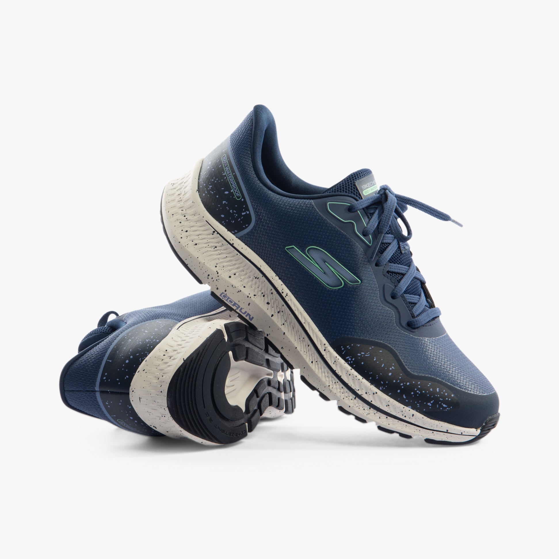 Skechers 128625/BLNV GO RUN CONSISTENT 2.0 - PIEDMONT Womens Trainers Blue/Navy side view with low top design and lace-up closure.