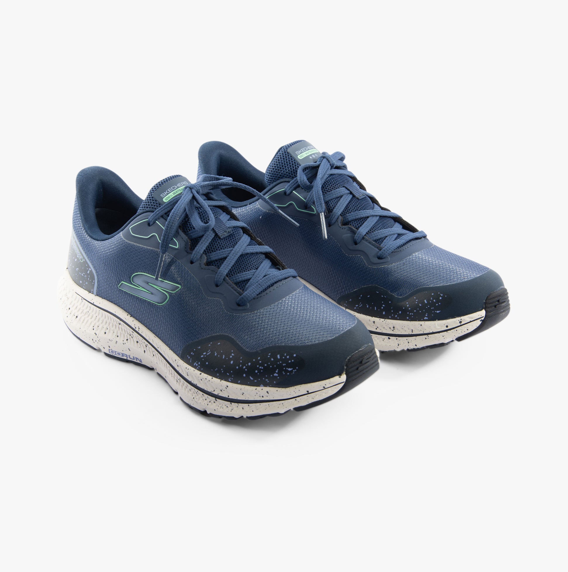 Skechers 128625/BLNV GO RUN CONSISTENT 2.0 - PIEDMONT Womens Trainers Blue/Navy side view showcasing lace-up design and low-top shaft.