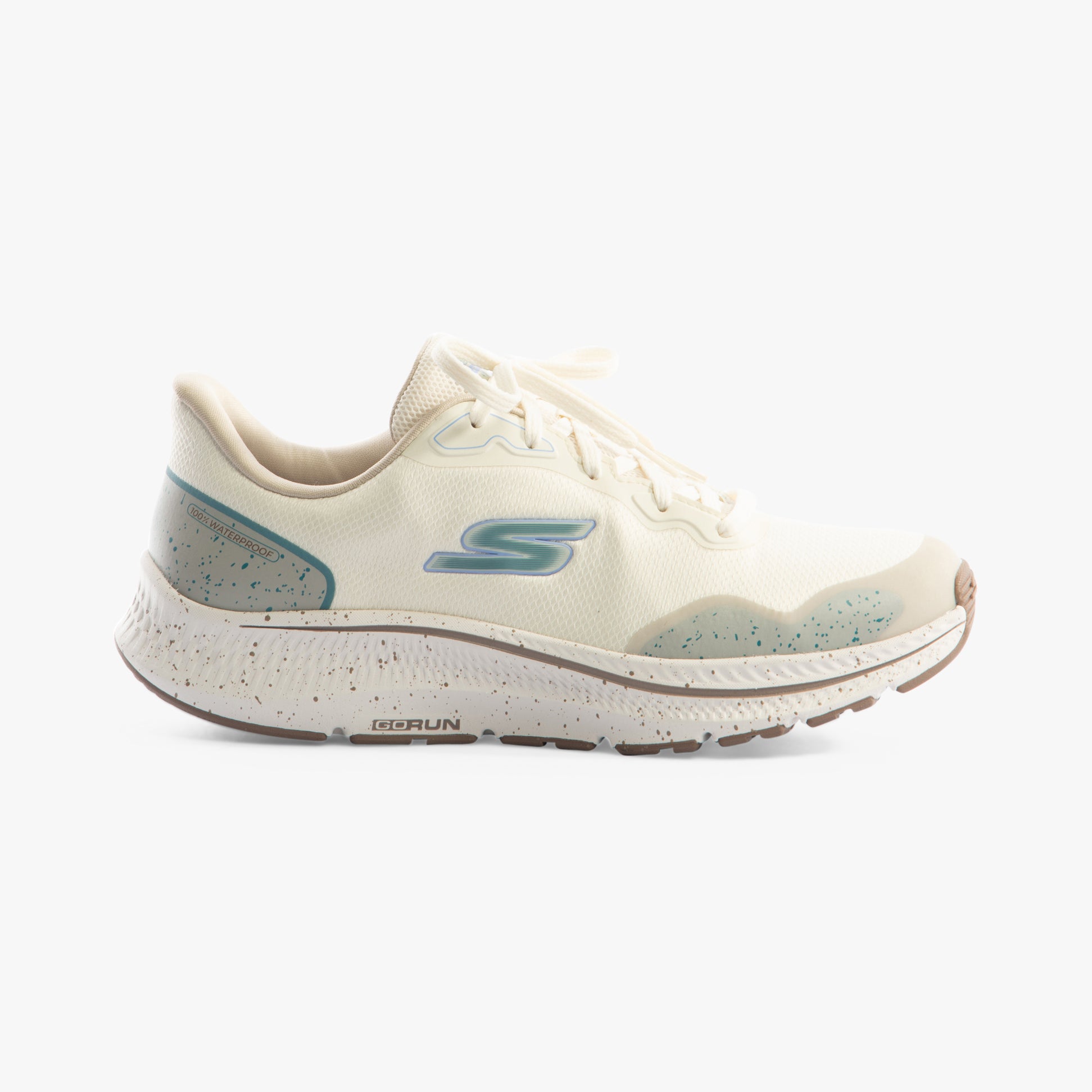 Skechers 128625/OFWT GO RUN CONSISTENT 2.0 - PIEDMONT Womens Trainers Off White side view showing lace-up design and comfortable sole.