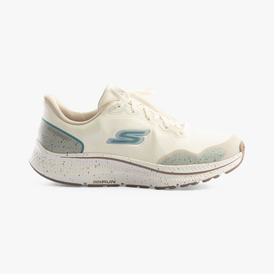 Skechers 128625/OFWT GO RUN CONSISTENT 2.0 - PIEDMONT Womens Trainers Off White side view showing lace-up design and comfortable sole.