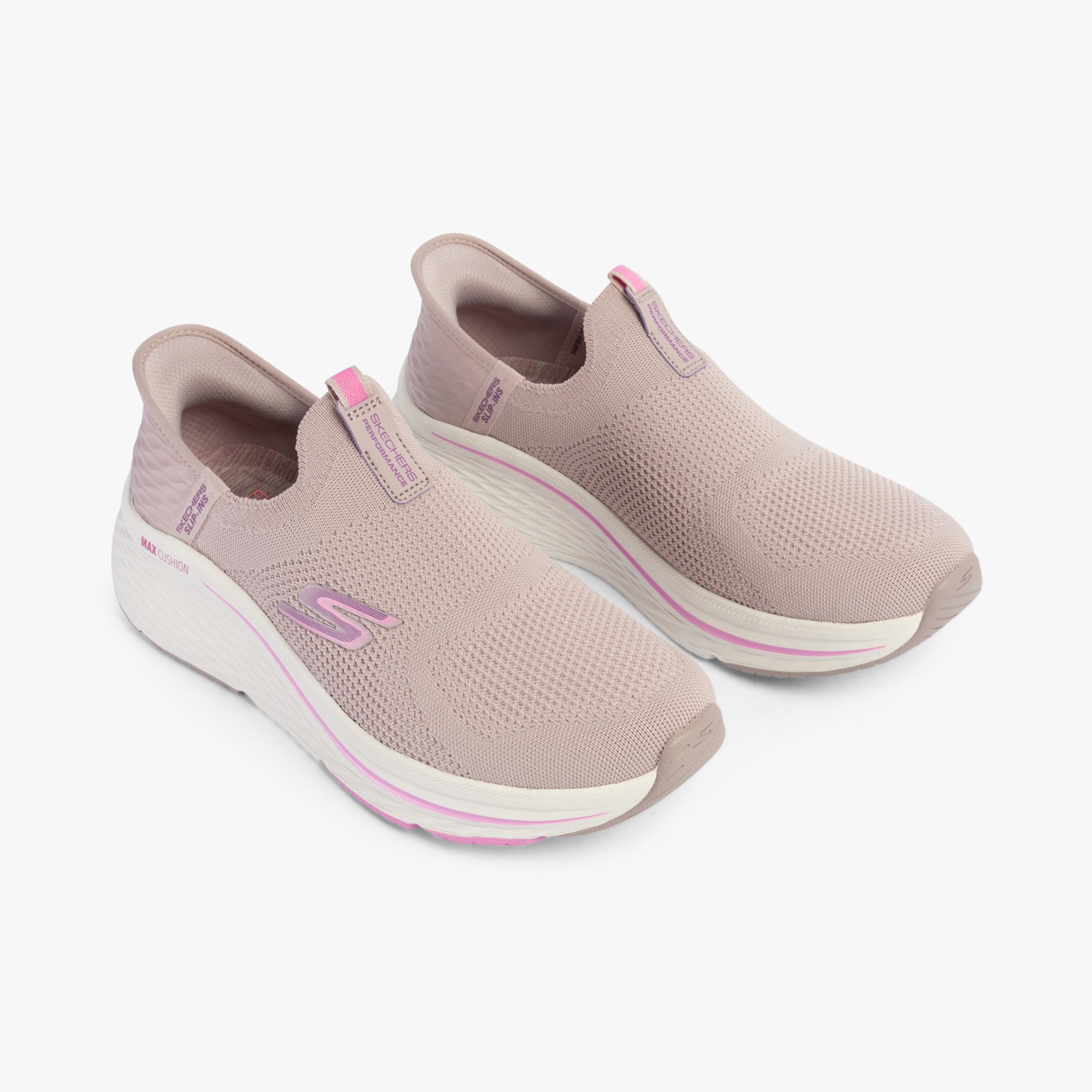 Skechers 129611/MVE MAX CUSHIONING ELITE 2.0 - Womens Trainers Mauve, front view, casual slip-on style with low top.