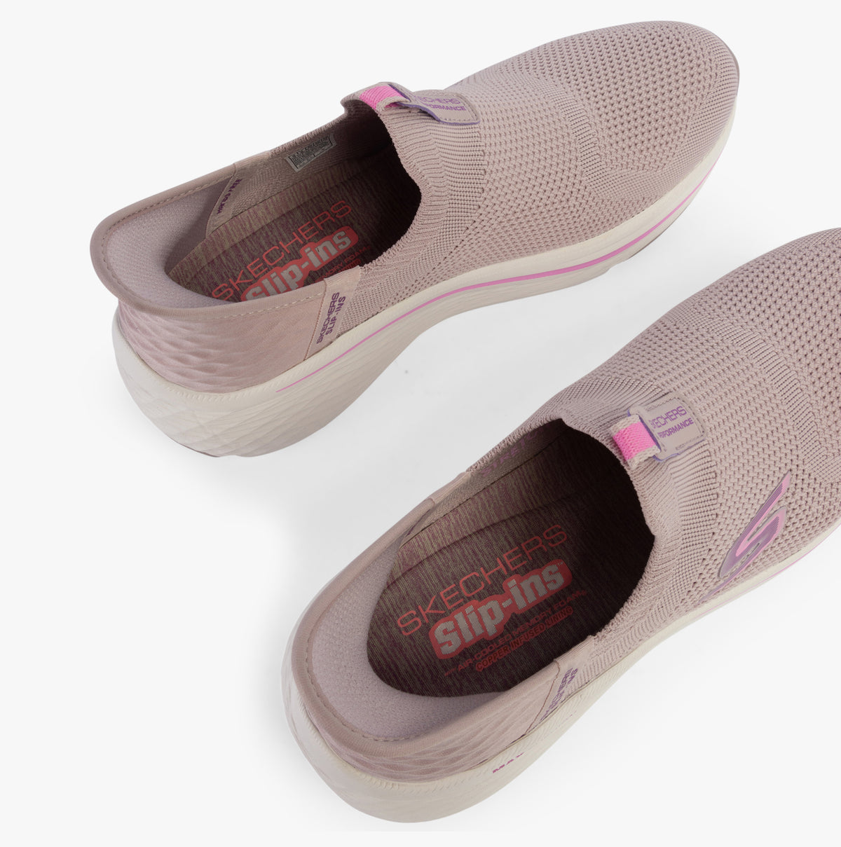 Skechers 129611/MVE MAX CUSHIONING ELITE 2.0 - Womens Trainers Mauve top view showing slip-on design and mesh upper.
