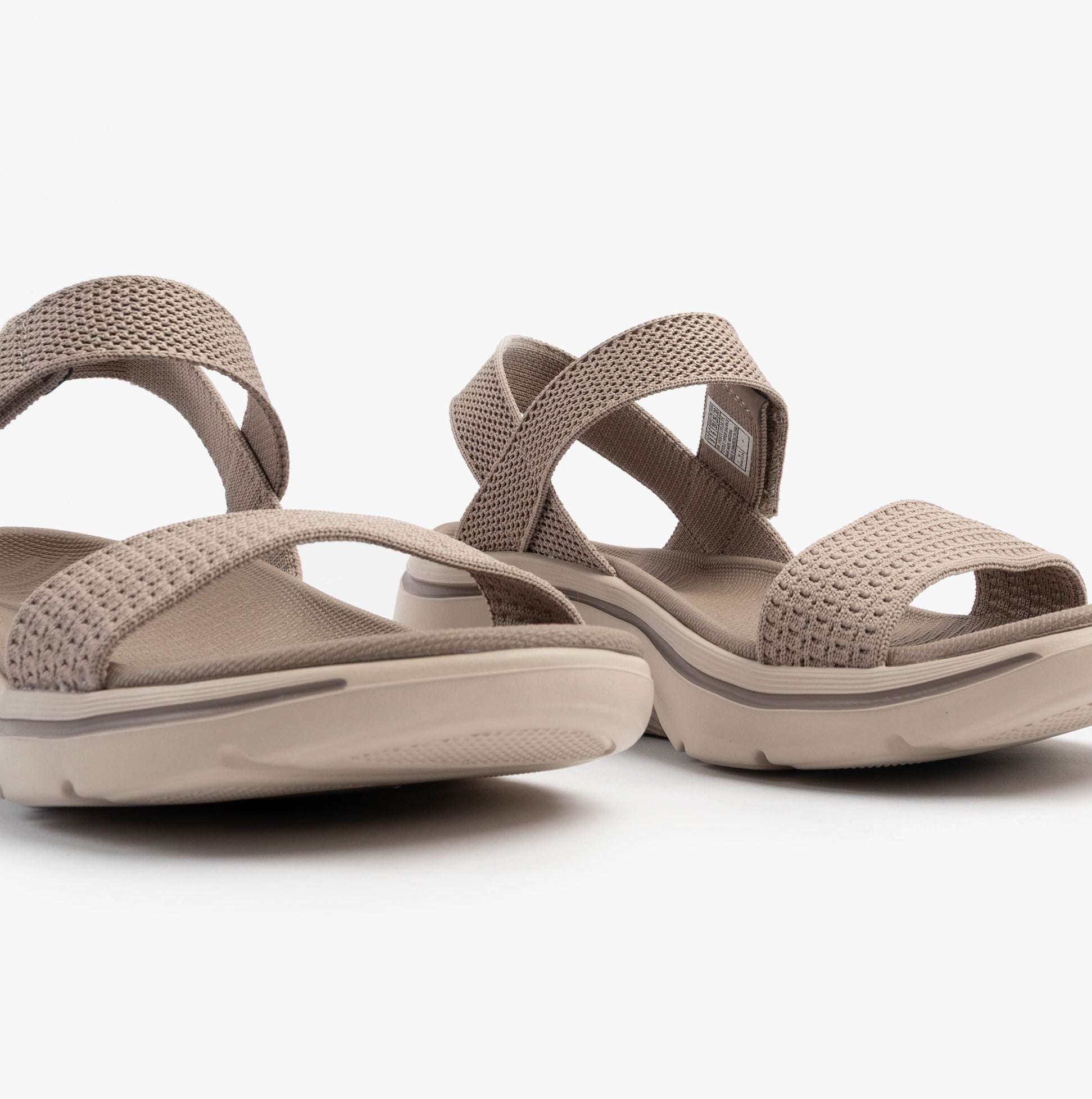 Skechers 140874/TPE GO WALK ARCH FIT 2.0 SANDAL - ANNIE Womens Sandals Taupe side view showcasing comfort and style.