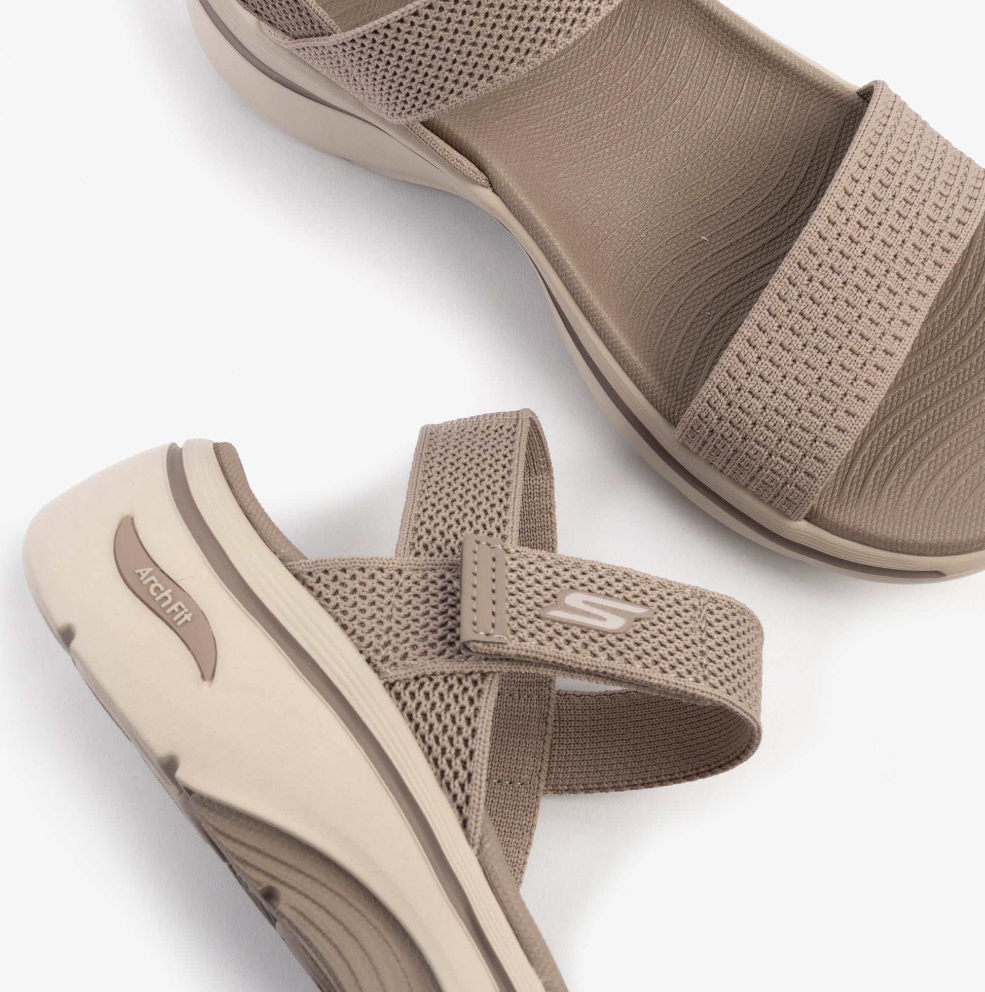 Skechers 140874/TPE GO WALK ARCH FIT 2.0 SANDAL - ANNIE Womens Sandals Taupe top view showing straps and sole