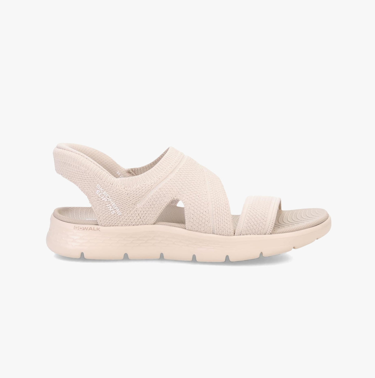 Skechers 141482/NAT GO WALK FLEX SANDAL - ENTICING Womens Sandals Natural/Purple side view.