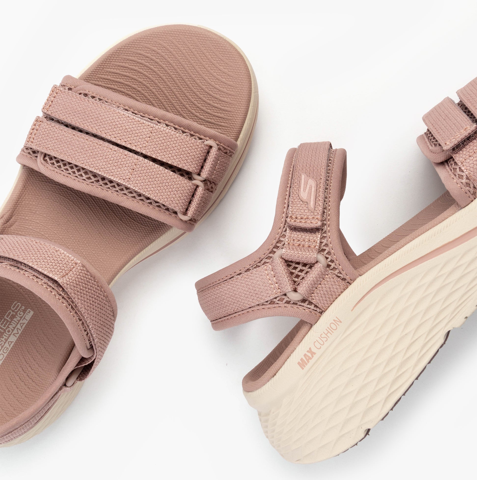 Skechers 141617/MVE MAX CUSHIONING ELITE 2.0 - JESSIE Womens Sandals Mauve/Pink top view showing straps and sole.