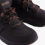 Skechers 144194/BLK GLACIAL ULTRA-TREND UP Womens Boots Black detail view showcasing lace-up design and upper material.