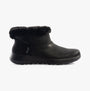 Skechers 144800/BBK ON-THE-GO JOY - COZY DREAM Womens Boots Black side view with faux fur lining and rubber sole.