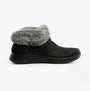 Skechers 144803/BKGY ON-THE-GO JOY - COZY CHARM Womens Boots Black/Grey side view with faux fur lining
