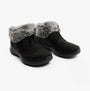 Skechers 144803/BKGY ON-THE-GO JOY - COZY CHARM Womens Boots Black/Grey side view showing plush fur lining.