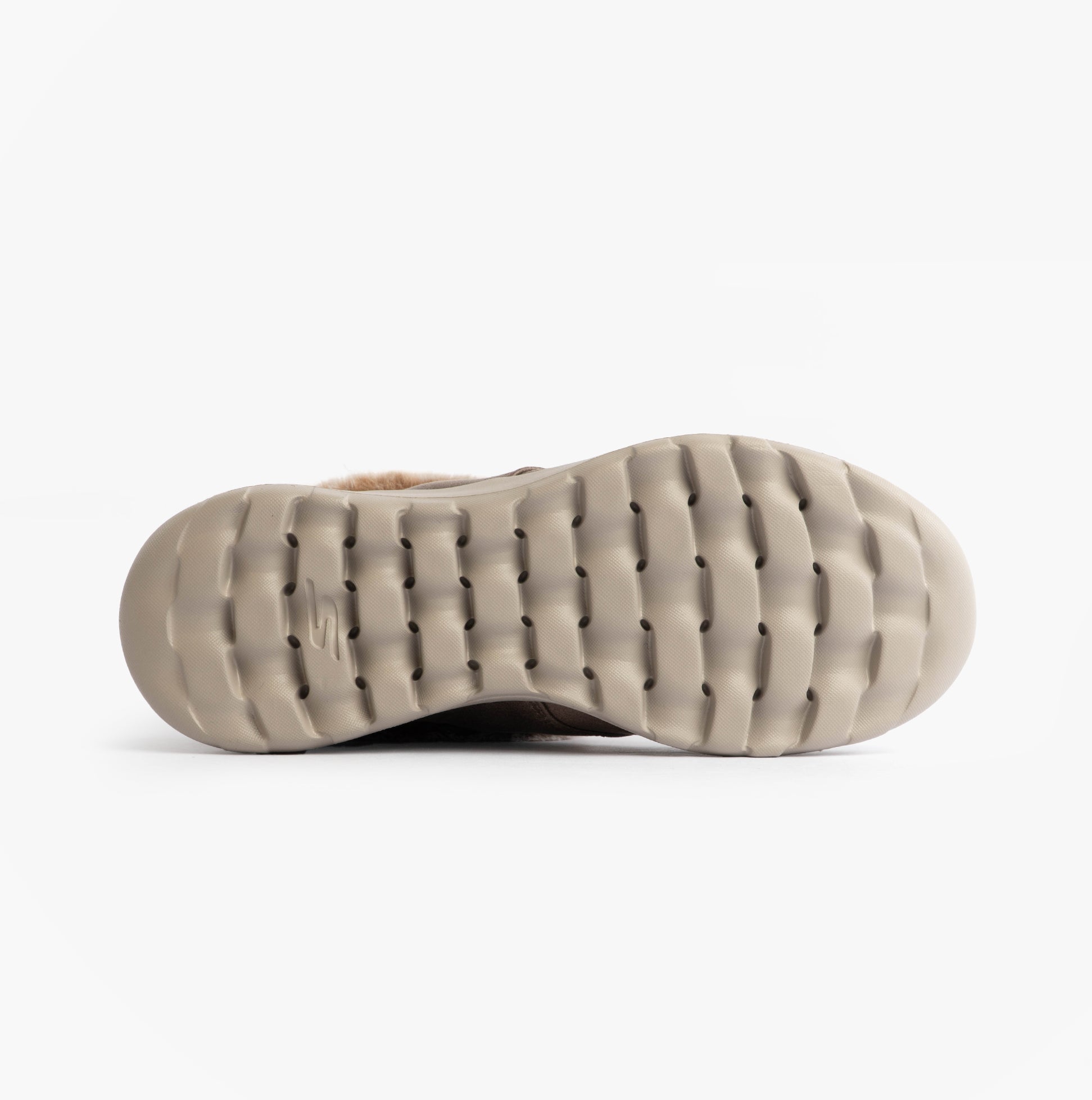 Skechers 144803/DKTP ON-THE-GO JOY - COZY CHARM Womens Boots Dark Taupe sole view. Features synthetic material and comfort technology.