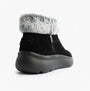 Skechers 144848/BKGY ON-THE-GO ENCORE - SNOW-CAPPE Womens Boots Black/Gray side view showcasing faux fur collar and zip closure.