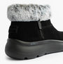 Skechers 144848/BKGY ON-THE-GO ENCORE - SNOW-CAPPE Womens Boots Black/Gray side view showing faux fur collar and zip closure.