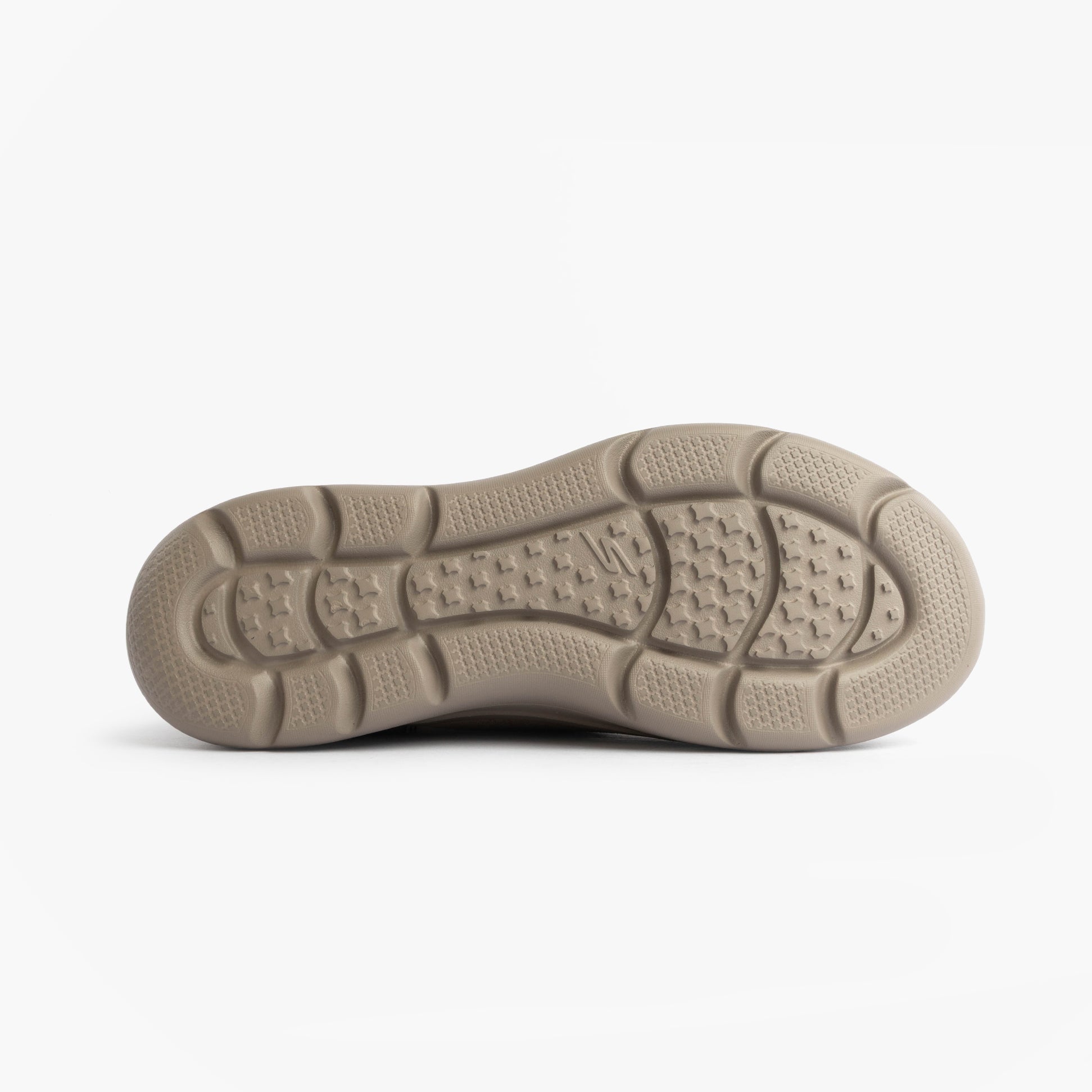 Skechers 144848/DKTP ON-THE-GO ENCORE - SNOW-CAPPE Womens Boots Dark Taupe sole view, showcasing rubber grip pattern.