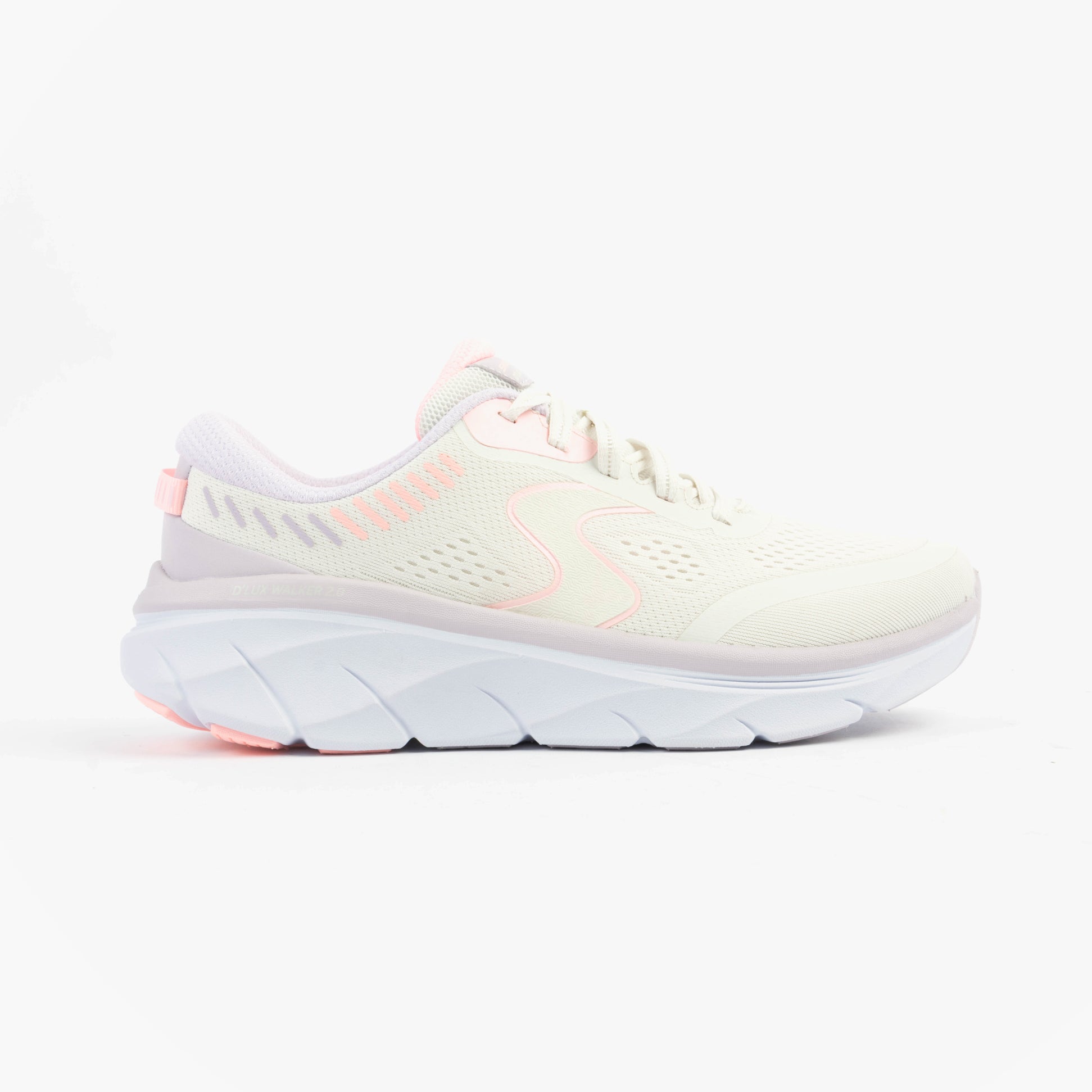Skechers 150007/OFPK D'LUX WALKER 2.0-ACTIVE PACE Womens Trainers Off White/Pink side view