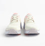 Skechers 150007/OFPK D'LUX WALKER 2.0-ACTIVE PACE Womens Trainers Off White/Pink front view showing lace-up design.