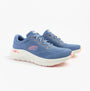 Skechers 150051/BLPK ARCH FIT 2.0 - BIG LEAGUE Womens Trainers Blue/Pink side view, casual mesh upper, lace-up design.