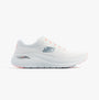 Skechers 150051/WPKB ARCH FIT 2.0 - BIG LEAGUE Womens Trainers White/Pink/Blue side view with mesh upper and lace-up closure.