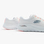 Skechers 150051/WPKB ARCH FIT 2.0 - BIG LEAGUE Womens Trainers White/Pink/Blue side view showcasing the mesh design and Arch Fit feature.